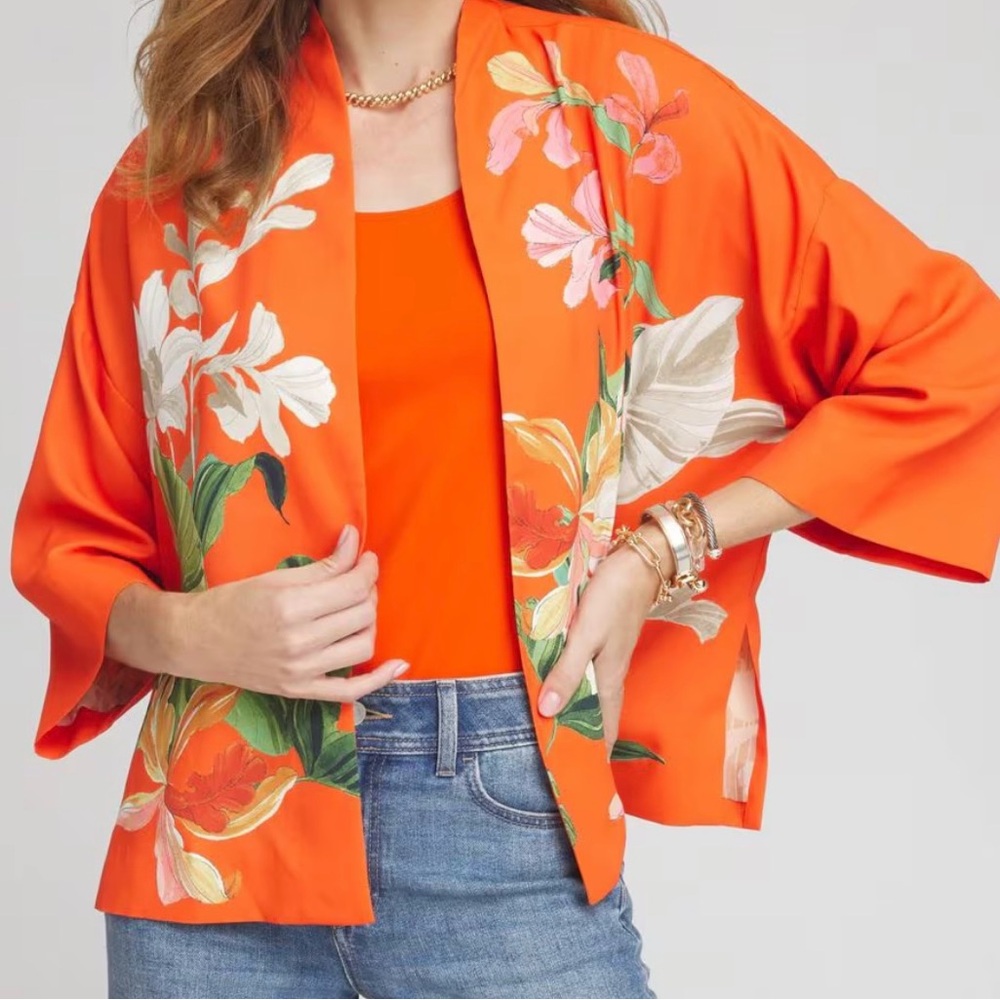 Chico's Tropical Floral Kimono - Picture 2 of 9